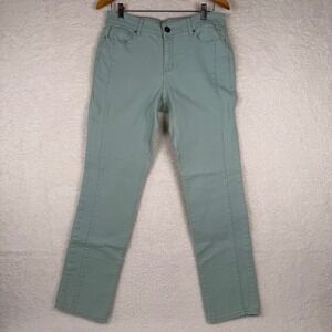 DKNY Jeans Soho Skinny Mint Green Stretch Pants with‎ Seam Detail Womens 10